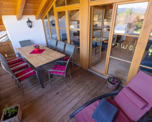 Balkon der Ferienwohnung Panorama Blick in Lenggries