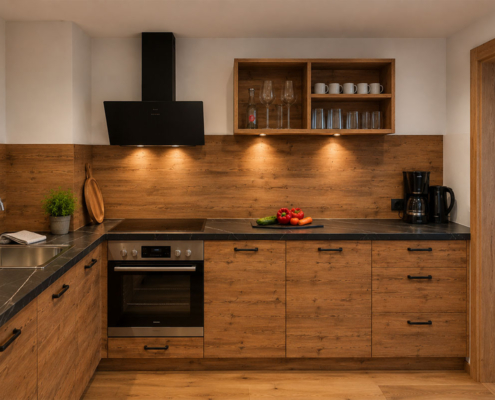 Neue Küche der FEWO Terrassenwohnung in Lenggries Neue Küche der Terrassenwohnung auf dem Streidlhof in Lenggries bei Bad Tölz